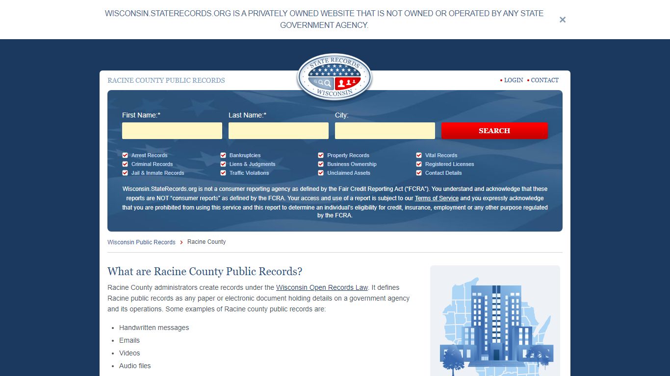 Racine County Arrest, Court, and Public Records - Wisconsin State Records